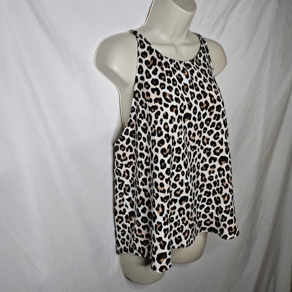 Womens E&M Animal Print Keyhole Back Sleeveless Leopard Jewel Neck Halter Top L - Picture 3 of 10
